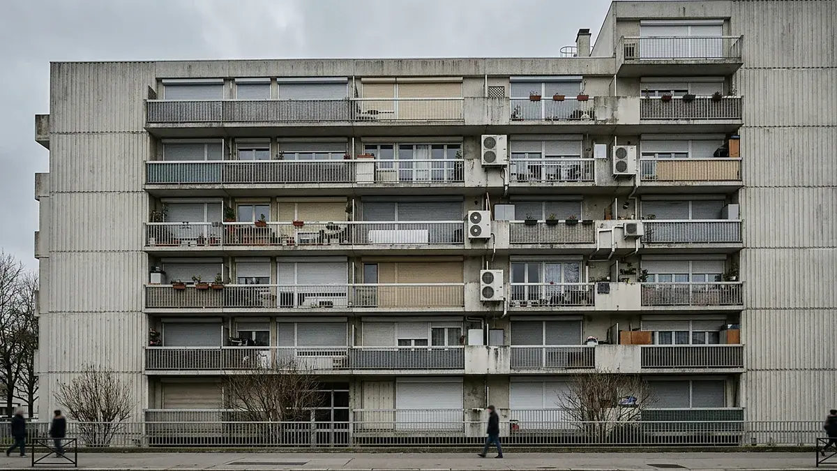 Façade en béton d'un immeuble collectif non isolé
